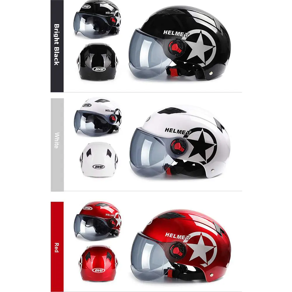 

Helmet Scooter Bicycle Face Half Baseball Helmet Universal Motorcycle Helmet Scooter Ramp Braids Black, White, Red Brown