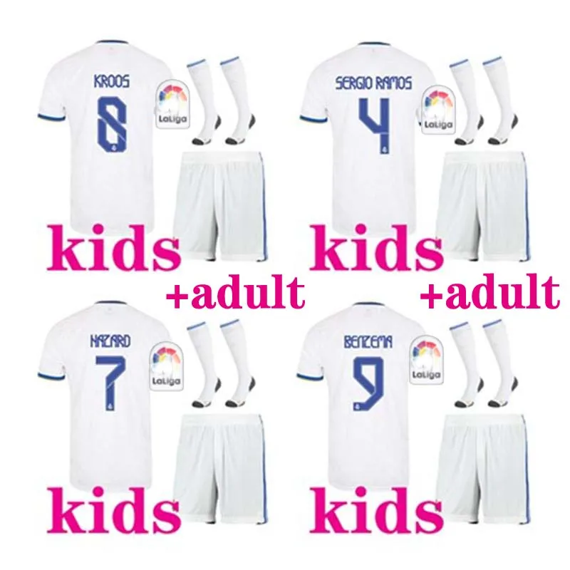 

BENZEMA New Adults kit Kids kit 2021 2022 Real MadridES shirt MARCELO MODRIC HAZARD home VALVERDE 21 22 boy Children suit+sock