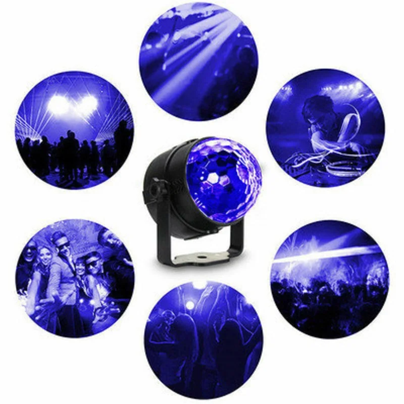 Мини 3 Вт УФ фиолетовый светодиодный кристалл магический шар Светодиодная лампа