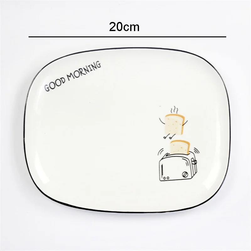 

Nordic Ceramic Plate for Kitchen Tableware Rectangular Fruit Salad Cake Dessert Storage Tray Decorative Cute Breakfast Dish
