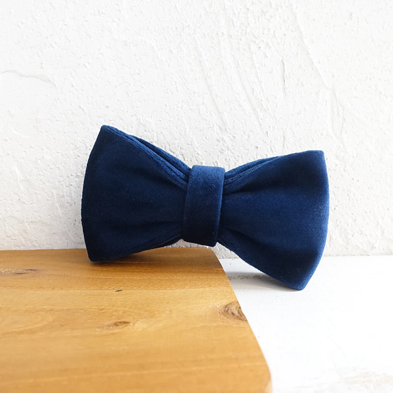 

Dark Navy Blue Velour Dog Bowtie Pets Collar Accessory Puppy Pet Supplies Grooming Tools Dogs Dismountable Ornamental Bow Ties