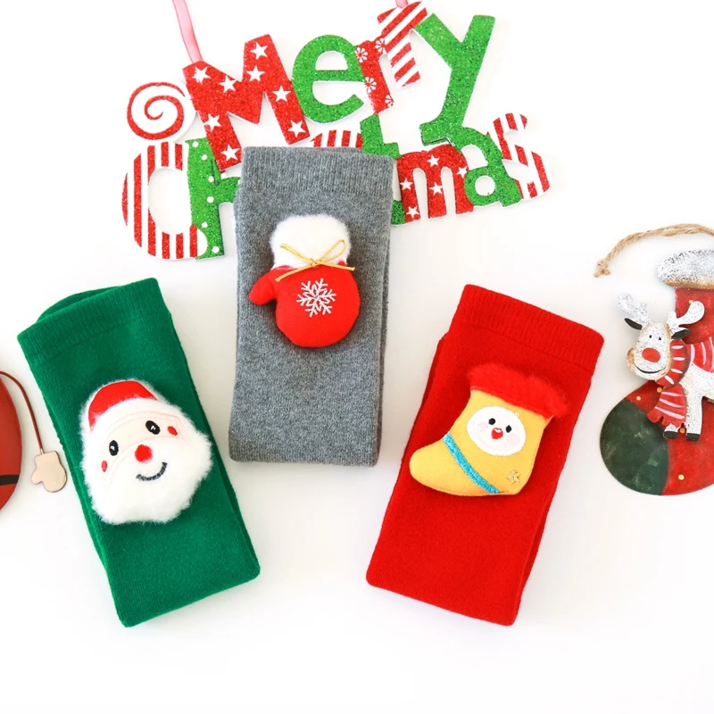 

Christmas 3PCS/Set Baby Cotton Soft Comfortable Socks Children Knitted Tube Kids Cartoon Stocking