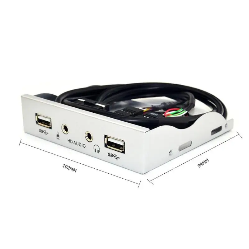 3,5 дюймов 9 pin до 2 USB 2,0 порт концентратор разветвитель Floppy Bay HD аудио 3,5 мм разъем для наушников расширение передней панели стойки для компьютера ПК