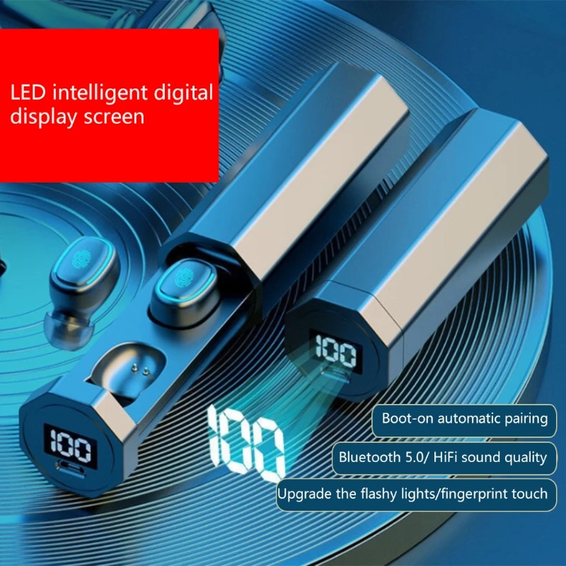 

Bluetooth Earphones Wireless Earbuds TWS B9 Headphones Sports Waterproof with HiFi Stereo LED Digital Display Black H3CA