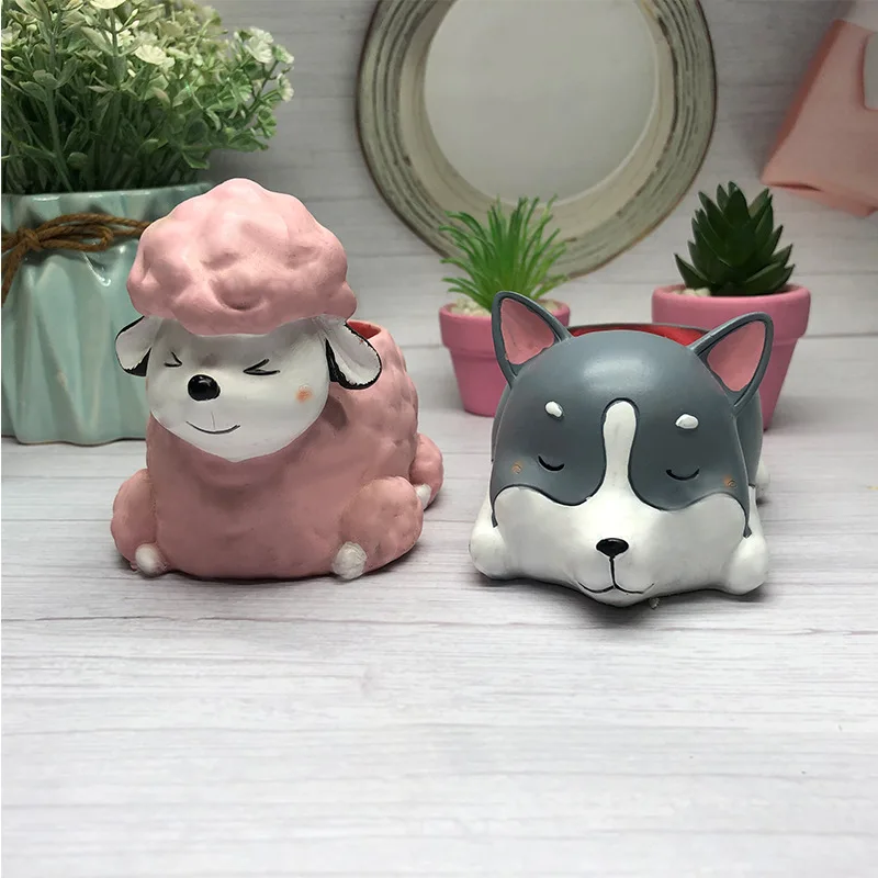 

Dog Shape Silicone Flower Pot Mold Diy Cactus Succulent Planter molds for candlestick Gypsum Mould Garden Various shapes candle