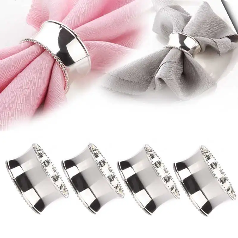 

4pcs Stainless Steel Napkin Rings for Dinners Parties Weddings Hotel Supplies Diameter 4.5cm KSI999