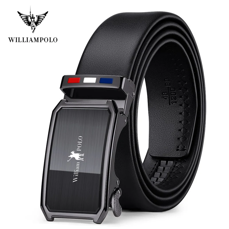 Мужской ремень из воловьей кожи WILLIAMPOLO модная Автоматическая пряжка высокое