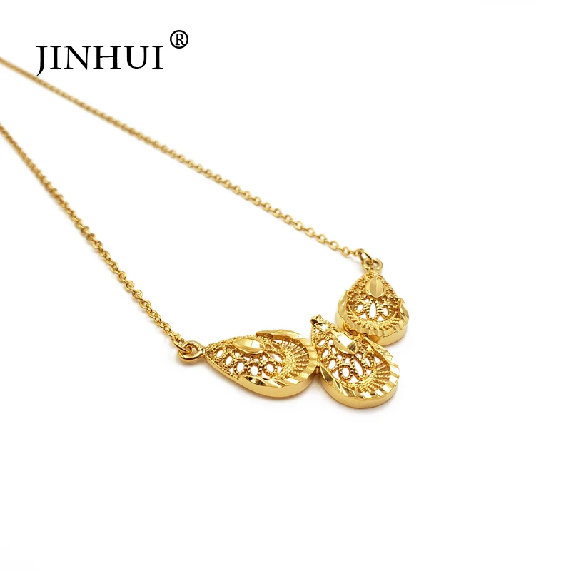 JINHUI модные Дубай новые женские золотые ожерелья с подвеской 45 см 2 мм цепочка для
