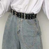 women punk chain fashion belt adjustable doublesingle row hole eyelet waistband with eyelet chain decorative belts new 2020 hot
