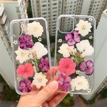Handmade Clear Real Dried flowers Phone Case For Google Pixel 6 Pro 5 4A XL , Real Floral Design Cell Phone Back Cover For Girls