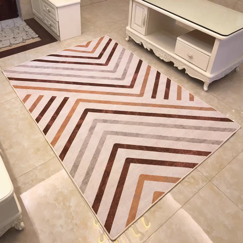 저렴한 북유럽 스타일 고품질 루프 벨벳 소재 거실 깔개, 손쉬운 관리 기하학적 패턴 장식 커피 테이블 그라운드 매트