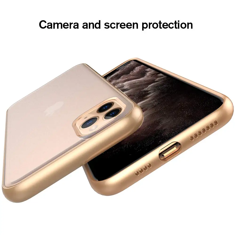 Матовый чехол бампер с золотым покрытием для iPhone 11 Pro Max X XS XR 8 Plus 7 6 6S SE 2 2020 SE2