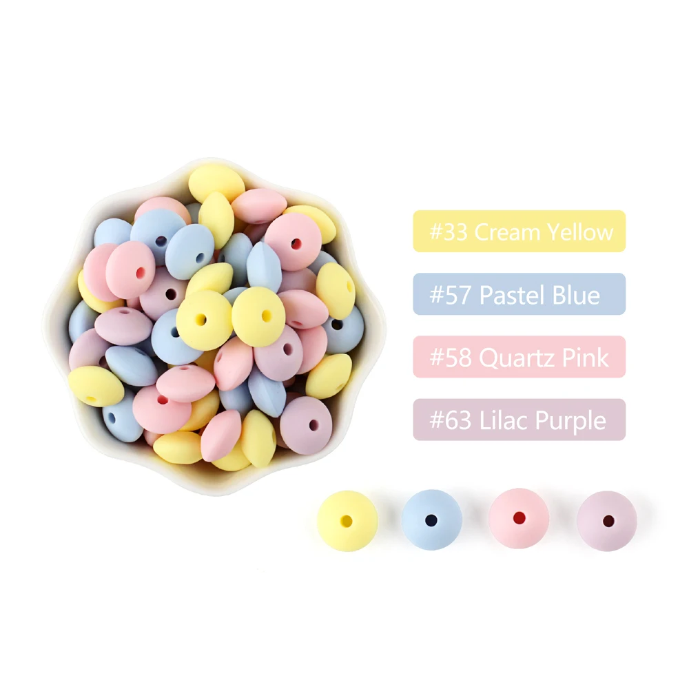 20Pcs Silicone Beads Baby 12MM Lentil Beads DIY Pacifier Clips Chain Pendant BPA Free Eco-friendly Baby Teether Toys Accessories images - 6