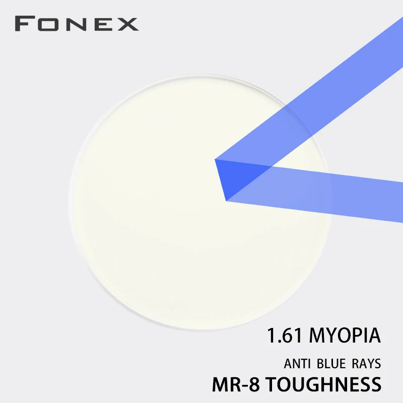 FONEX 1.61 MR-8 Anti Blue Toughness Thinner Super-Tough Optical Aspheric Antiblue Light Lenses (Suggest for Punch/Trough/Trim)