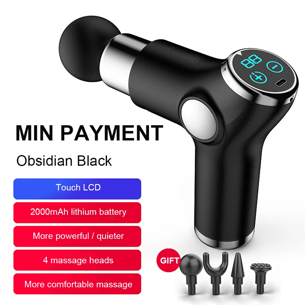 

Massage Gun 32-Gear Portable Rechargeable Electric Massager with LED Display 4 Massage Heads for Muscle Relaxation Pain Relief