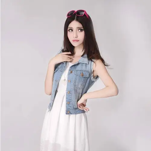 Осенний джинсовый жилет Женский Повседневный Colete пальто винтажный кардиган без