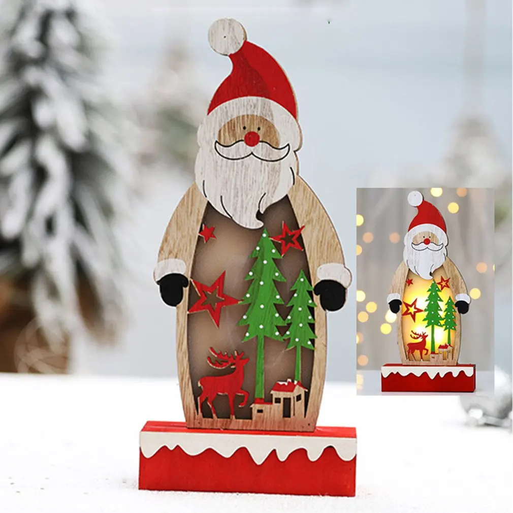 

Деревянные светящиеся украшения, милый Санта-Клаус, светящиеся украшения на живот, Мультяшные многофункциональные рождественские украшен...