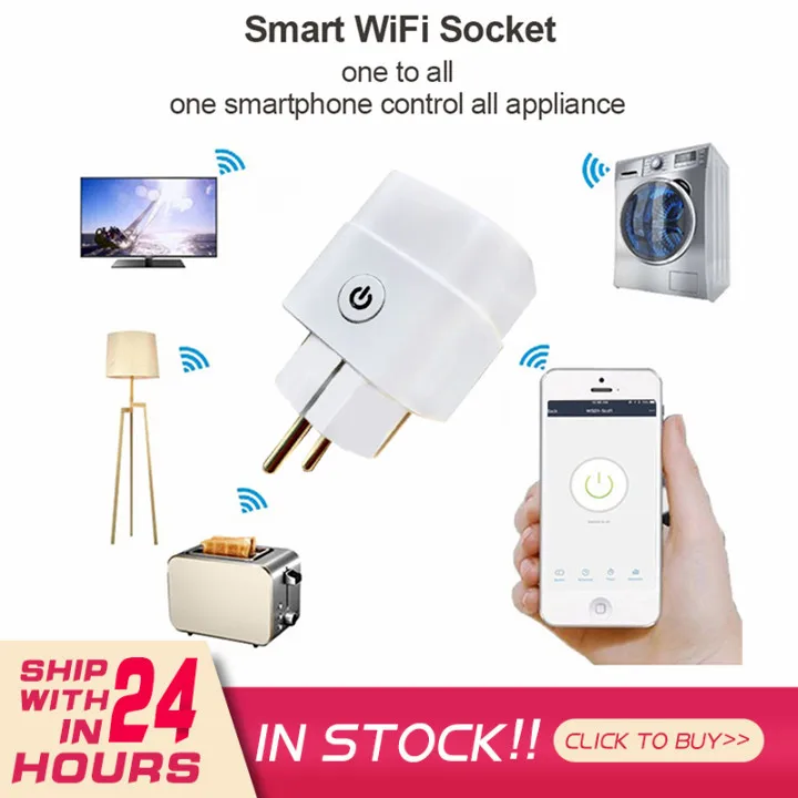 

Can Be Used With Alexa Google Home Without A Hub 16A WiFi Smart Plug Socket Tuya Remote Monitoring Display Smart Home Zigbee