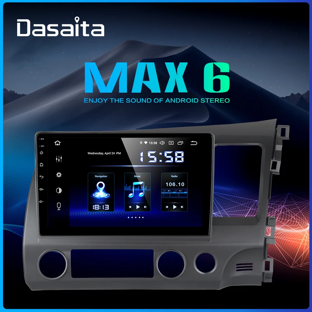 Dasaita 1 Din 10," Автомобильный Android 9,0 радио для Honda Civic 2006 2007 2008 2009 2010 2011 Bluetooth gps навигация 1080P Аудио