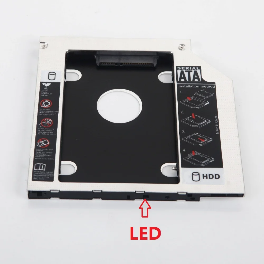 Универсальный алюминиевый SATA 2nd HDD SSD жесткий диск Оптический Caddy адаптер рамка