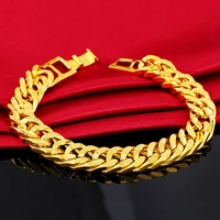 hoyon 24k jewelry genuine bracelet for men 24k pure gold color 12mm rope shape hand chain fine bracelet birthday anniversary