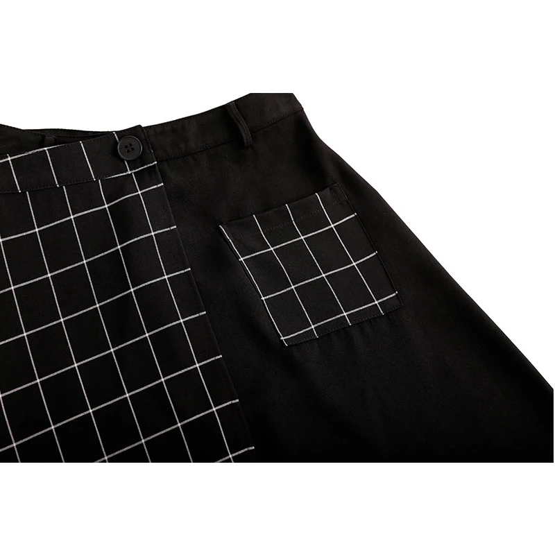 

2021 Summer Straighting Skirts Woman Korean Style Fashion Vintage Plaid Patchwork High Waist Button Female Long Skirt Casual