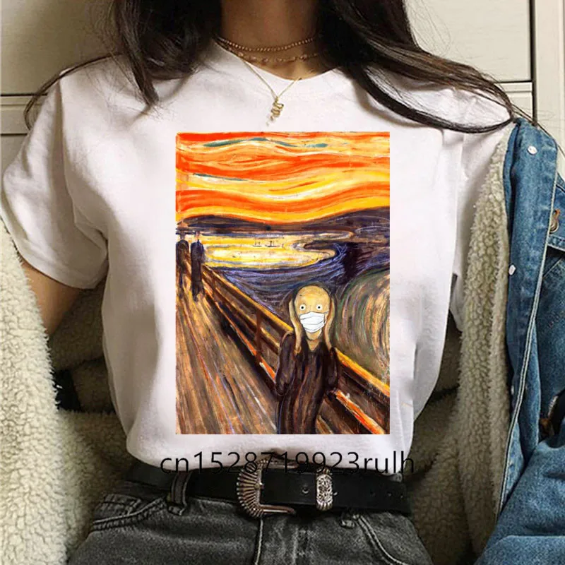 

Fashion Women T Shirt Van Gogh Mask Aesthetic Harajuku T Shirt Casual Female Tops Tee Ullzang Vintage Graphic T-shirt 90s Tshirt