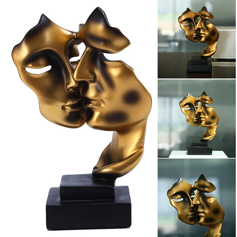 

Home Decoration Minimalist Statue 3D Modern Craft Kissing Couple Resin Abstract Cabinet Art Ornament for Home Office Figurines