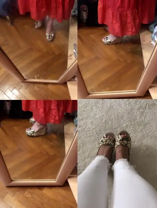 XingDeng/женские босоножки с цветочным принтом и открытым носком тапочки женские