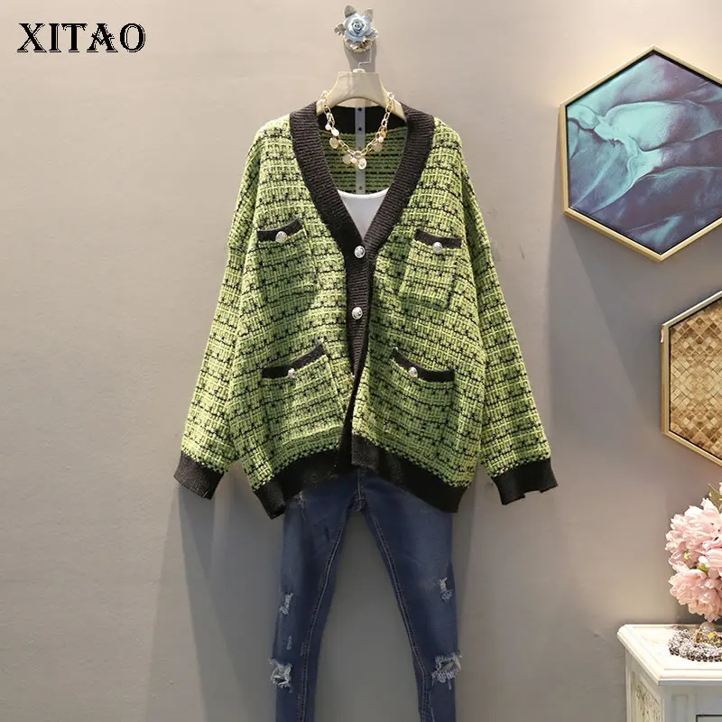 XITAO вязаный женский свитер модный осенний элегантный одиночный нагрудный лоскутный маленький свежий Карманный свитер для миноритета GCC2201