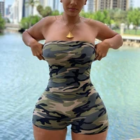 camouflage bodycon playsuit summer women off shoulder strapless backless holiday beach rompers womens jumpsuit tube bodysuits