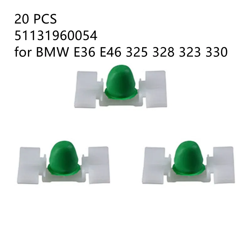 20 штук крепежей дверей для автомобиля с боковыми молдингами и резиновыми чехлами для двигателя E36 новые для E46 323 325 328 330, формирующие брызговик.