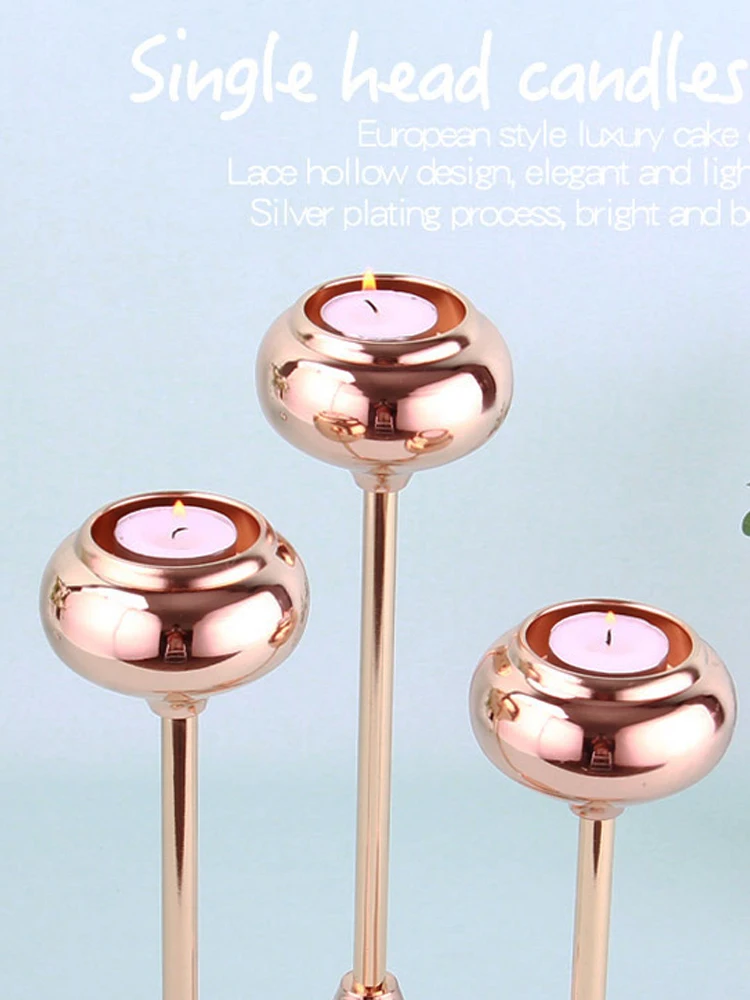 Блестящие вечерние Золотой металлический подсвечник Свадебный центральный