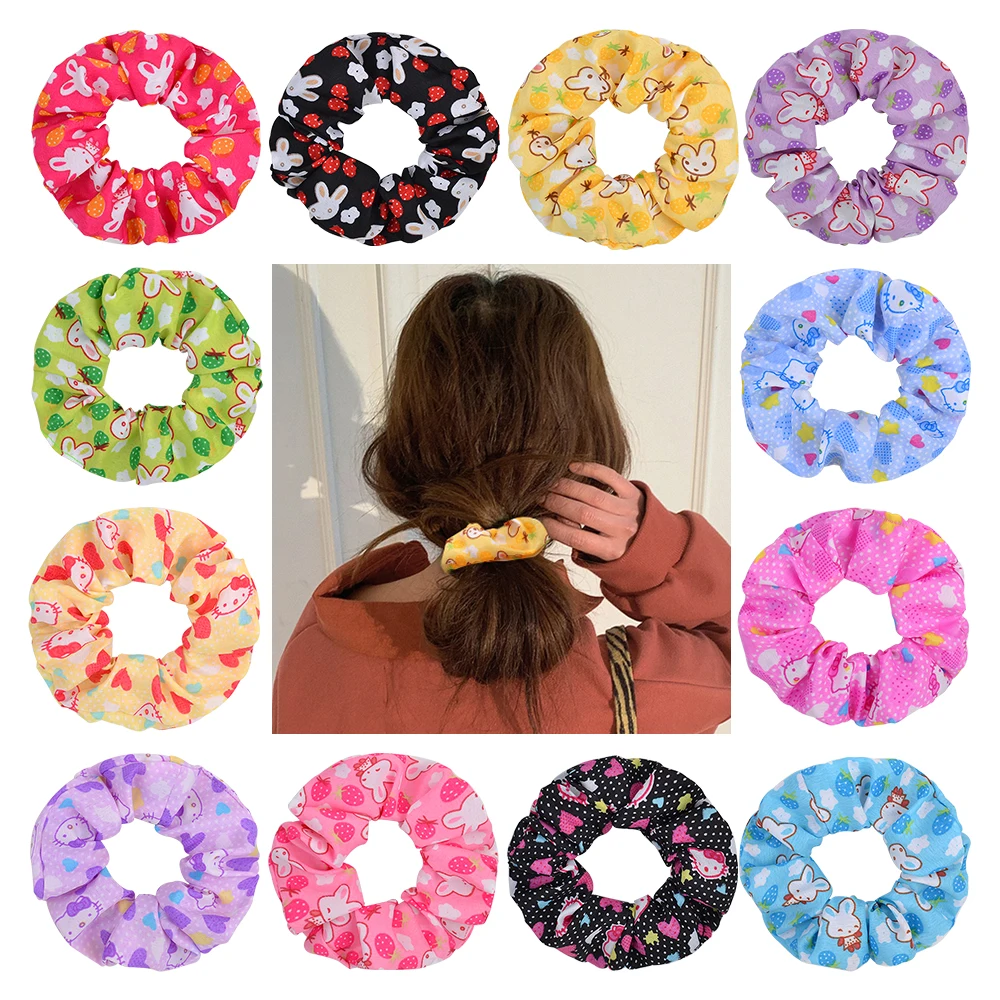Женские резинки для волос с принтом кролика 4 3 дюйма эластичные девочек ручной