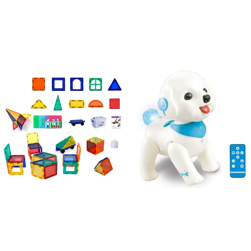 

Конструктор Магнитный большого размера, Магнитный конструктор с ДУ, Умный щенок, Тедди, программируемый