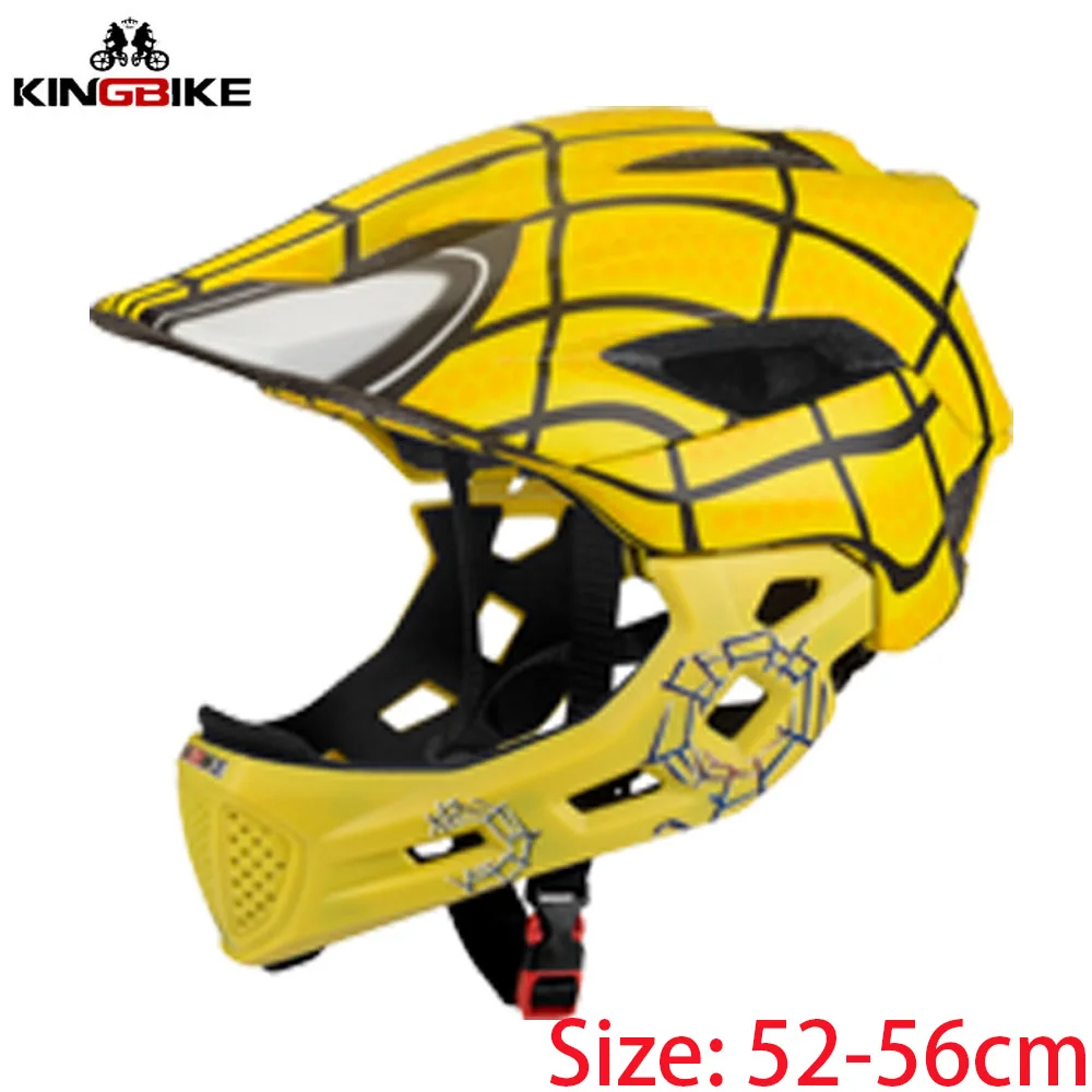 J-266-Yellow KINGBIKE велосипедный шлем для детей Полный лицевой Чехол спортивные шлемы Детские MTB велосипедные шлемы для катания на коньках безопасная защита - Цвет: J-266-Yellow
