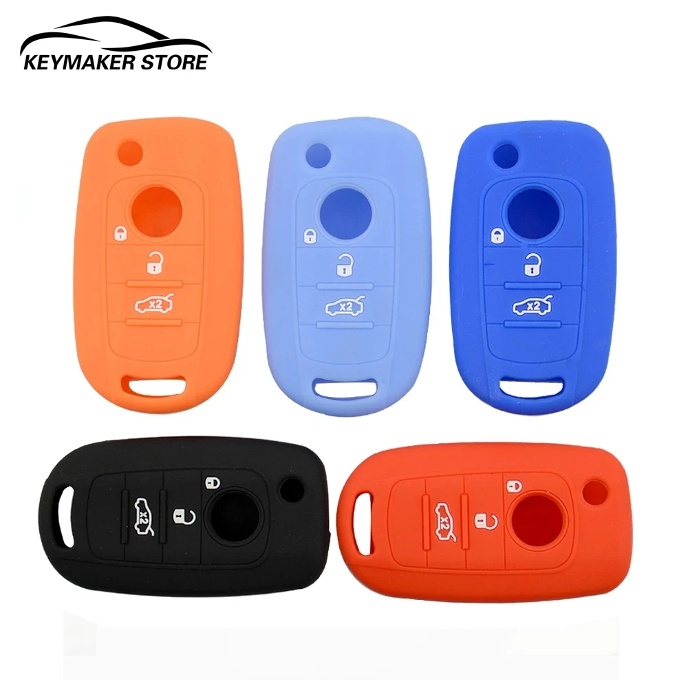 

OkeyTech Good Quality 3 Buttons Silicone Car Key Case Cover Fob For Fiat 500X Egea Tipo Rubber Fob Protection Accessaries