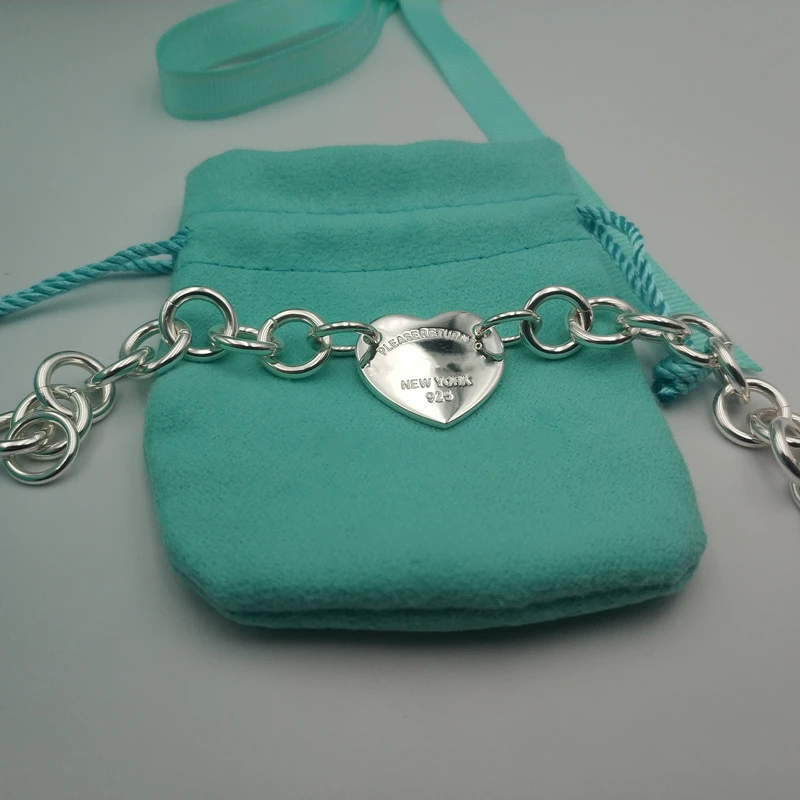 Горячая мода оригинальный 1:1 S925 серебро сердце браслет браслеты для женщин