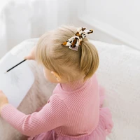 leopard print baby girl hair clip infant hair accessory bows newborn headwear tiara gift toddlers bow clips hairpins headwrap