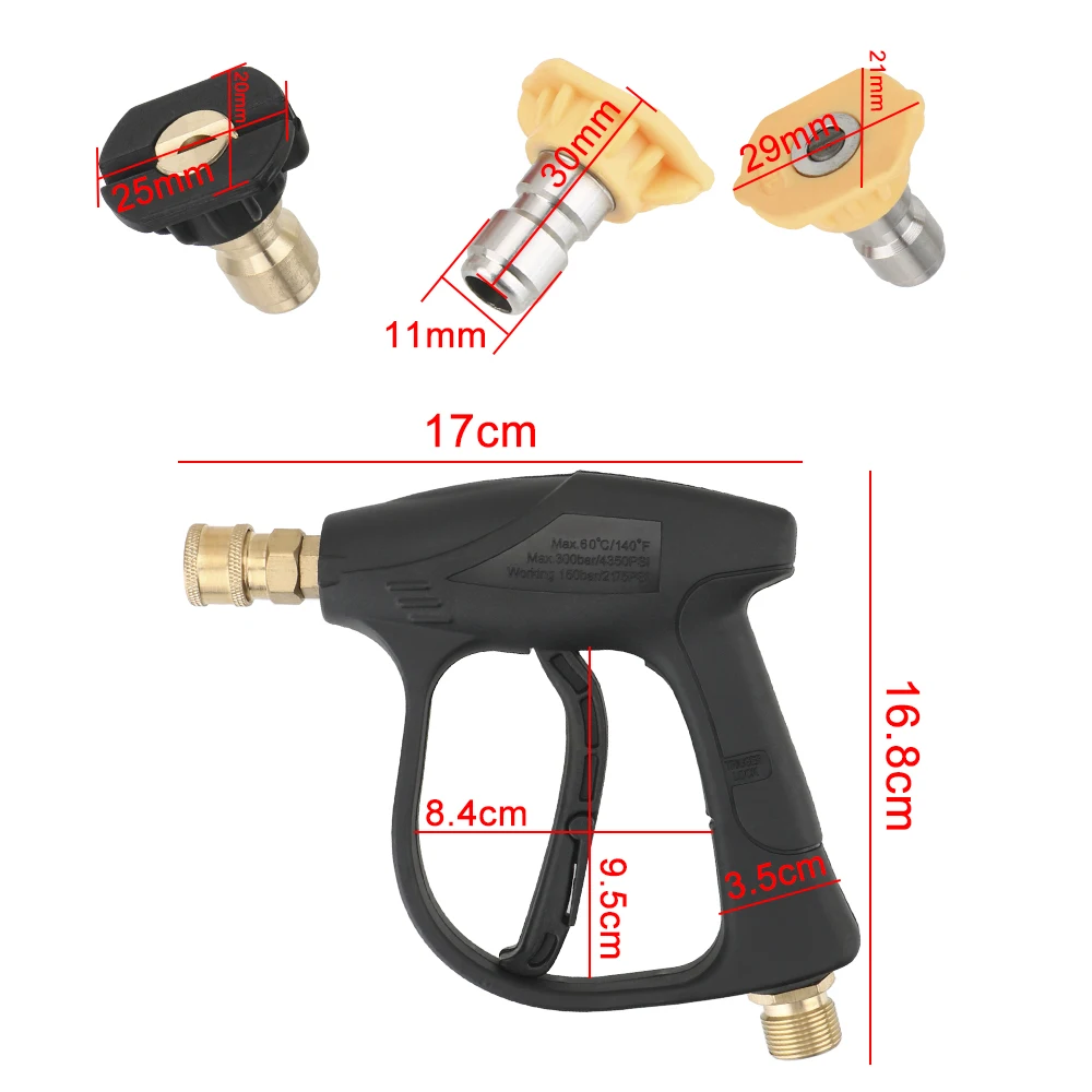 

Car High Pressure Water Gun Cleaner Washer Soap Foam Spray Sprayer Nozzles Quick Release Auto Accessories 14mm M22 Socket 1/4"