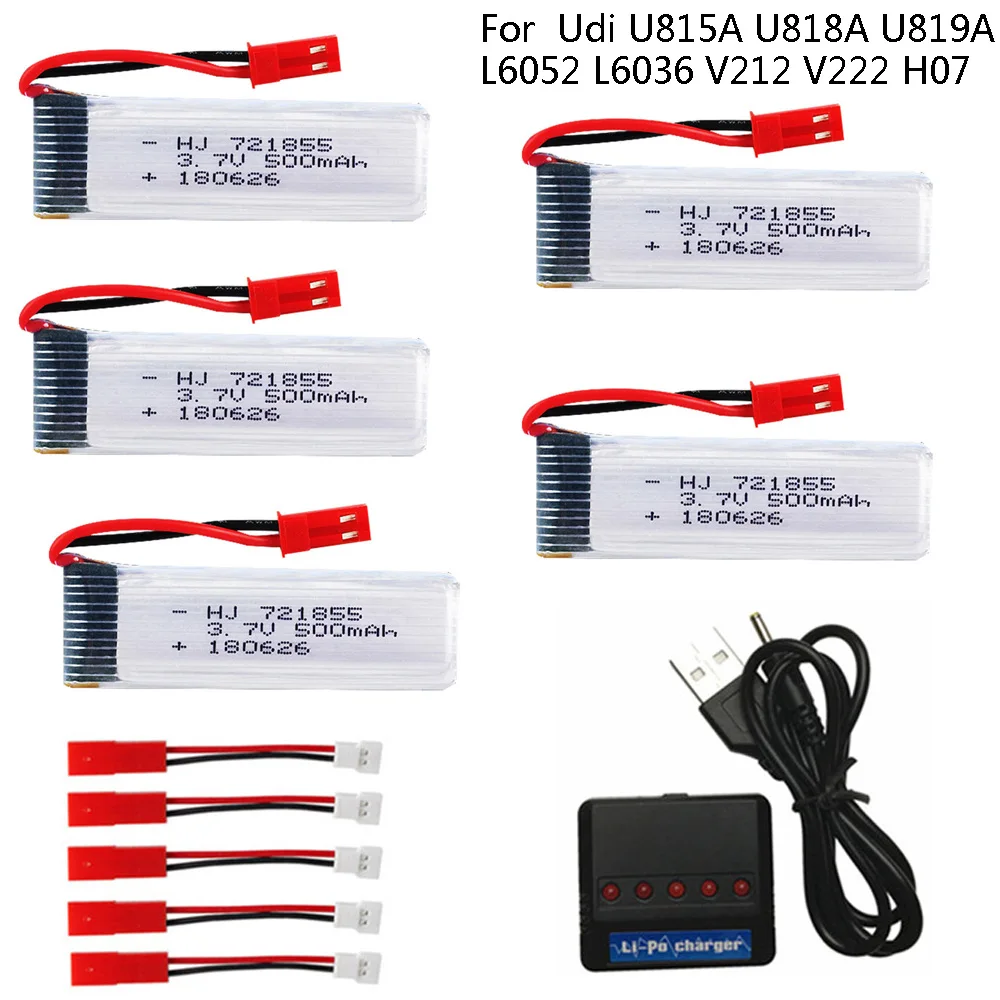 Аккумулятор Lipo 3 7 в 500 мАч с зарядным устройством 5 1 для Udi U815A U818A U819A L6052 L6036 V212 V222 H07
