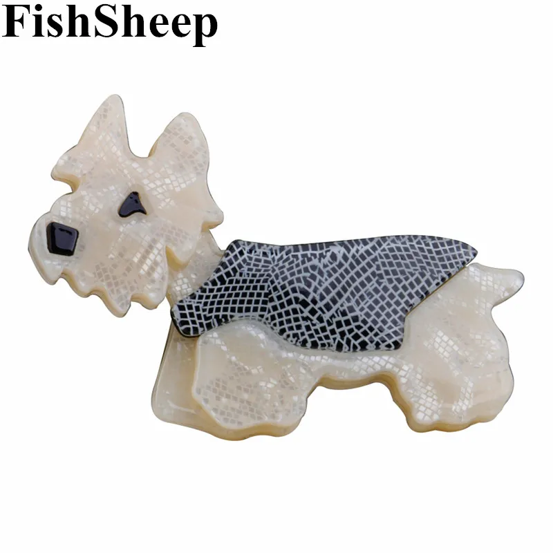 

FishSheep Lovely Acrylic Dog Brooches For Women Kids Resin Animal Puppy Schnauzer Brooch Sweater Lapel Pins Accessories Gift