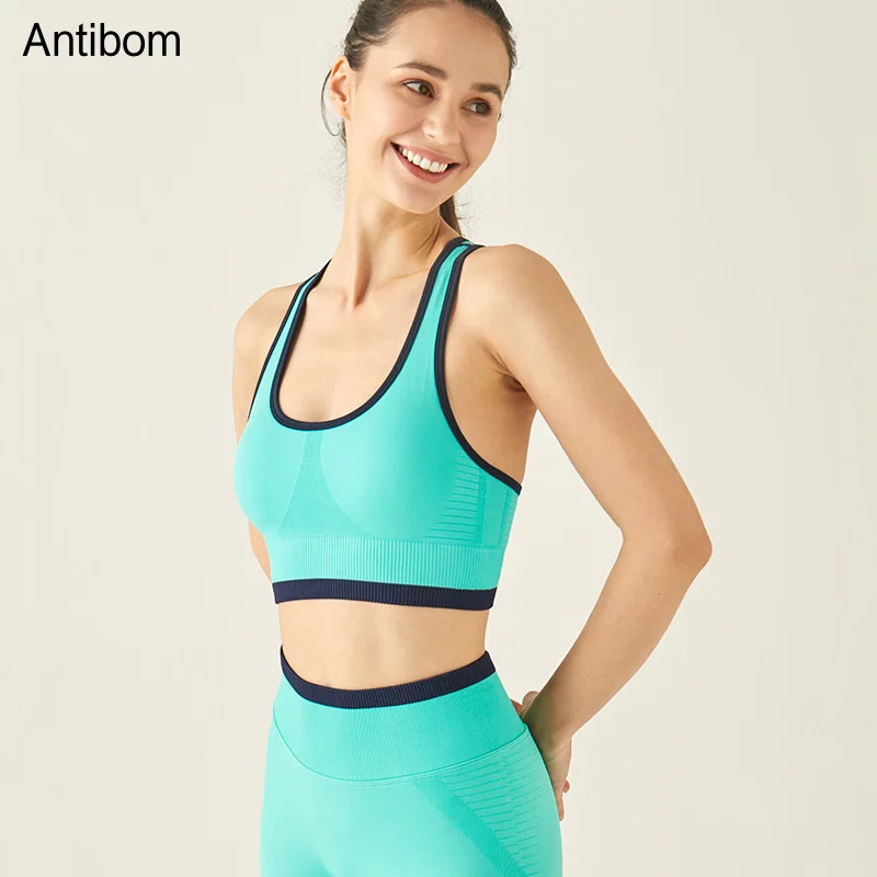 

Antibom Sports Bra with Pad High Impact Workout Running Crop Top Women Fitness Summer Gym Activewear I-back Seamless Stretchty