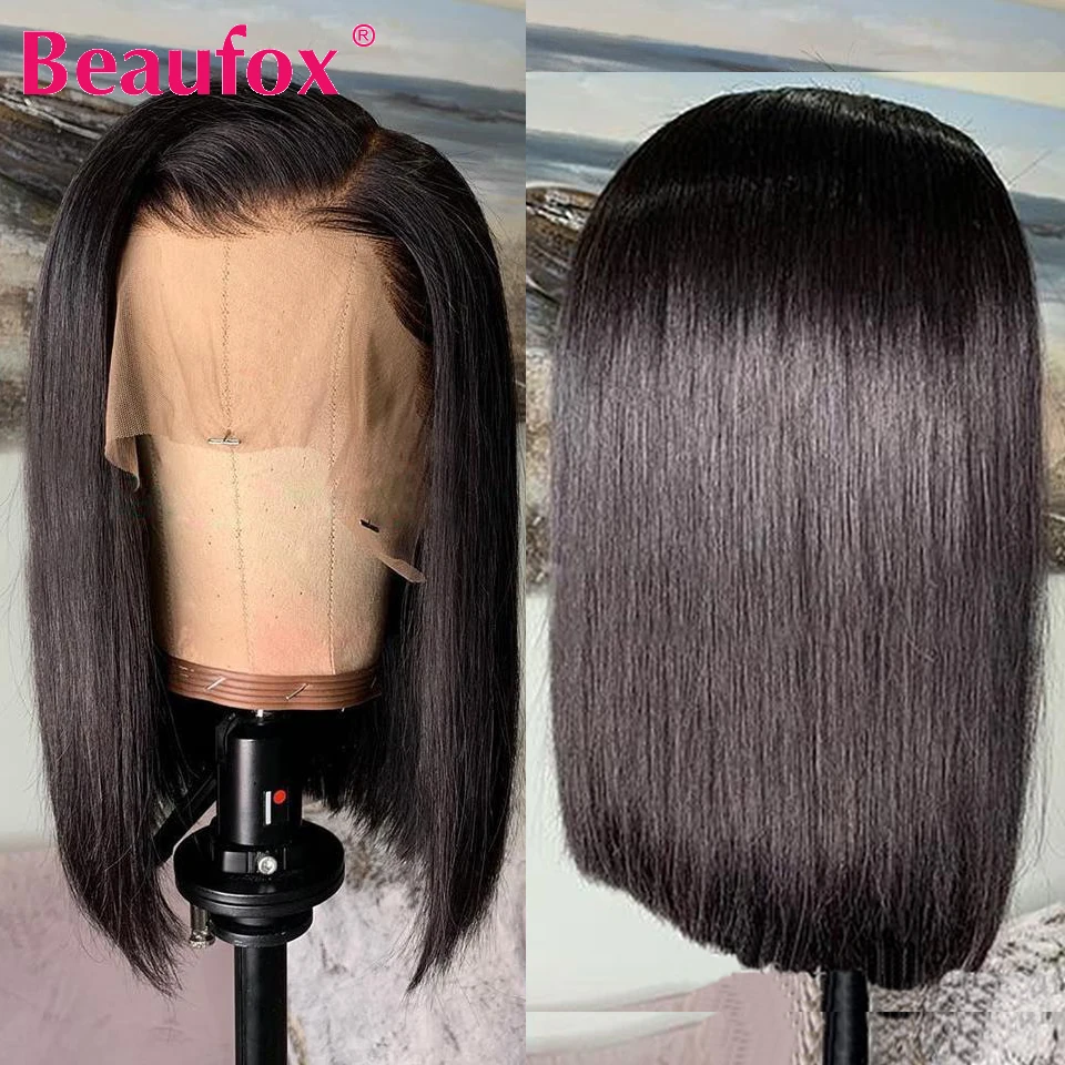 Beaufox короткий Боб кружевной передний парик 13x4 кружевные передние человеческие