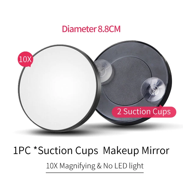 Suction cup mirror 360 градусов вращение 10х увеличительное светодиодный компактное зеркальце для макияжа на присоске складное туалетное зеркало с светодиодный светильник косметические инструменты - Цвет: Suction cup mirror