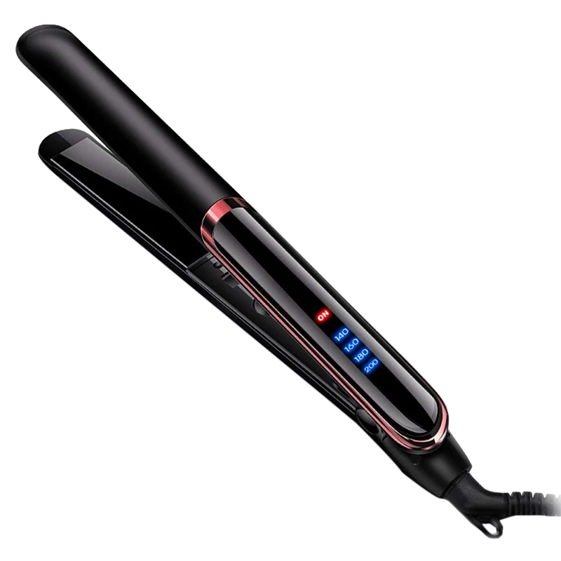 Hair Straightener For Straight Hair Curly Hair Dry-Wet Dual Purpose Flat Iron Led Digital Straightening (Black) Eu Plug