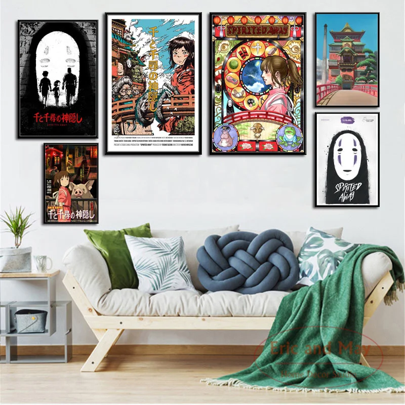 

Spirited Away Movie Anime Posters And Prints Canvas Painting Wall Pictures For Living Room Cartoon Decoration Home Decor Affiche