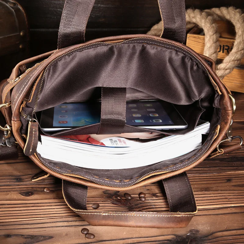 

Nesitu Highend Vintage Brown Thick Genuine Crazy Horse Leather A4 Office Men Briefcase Business Messenger Bag Portfolio M1089
