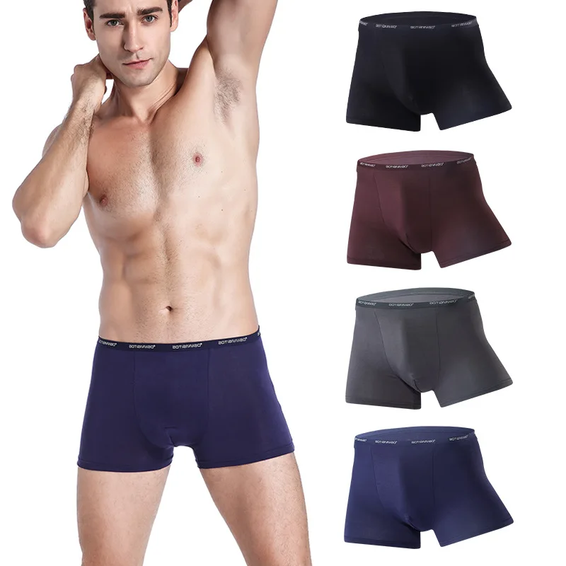 

Men's Solid Color Mid-Waist Boxer Briefs Pure Natural Modal Sweat-Absorbent Breathable Moisture-Wicking Panties