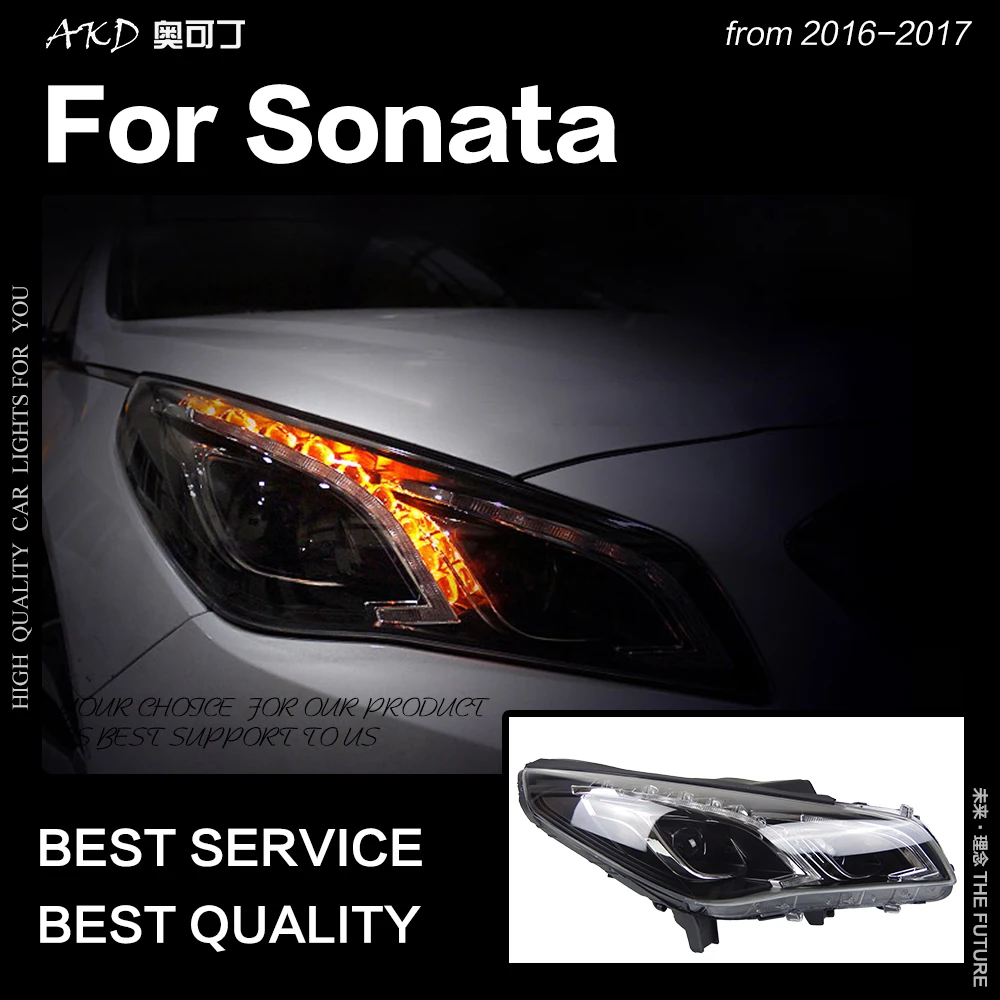 AKD автостайлинг фара для Hyundai Sonata фары 2016 2017 новая светодиодный ная DRL Hid